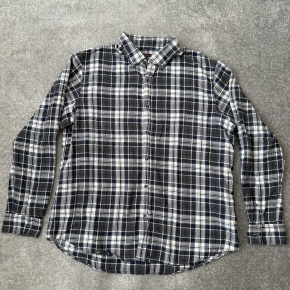 Black Brown 1826 Other - Black Brown 1826 Shirt Mens XL Blue Gray White Plaid Flannel Button Up Casual